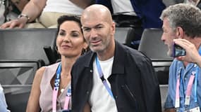 Zinédine Zidane dans les tribunes de Bercy pour les épreuves de gymnastiques aux JO de Paris le 1er août 2024