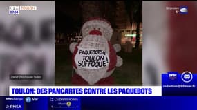 Toulon: des pancartes installées pour dénoncer la pollution liée aux paquebots