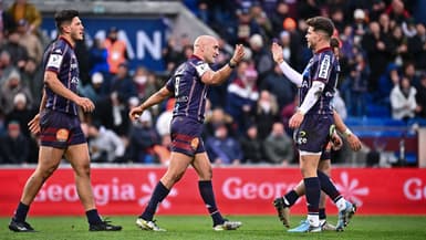 Maxime Lucu et Matthieu Jalibert lors du match Union Bordeaux-Bègles-Leicester (42-28, Champions Cup), le 8 décembre 2025