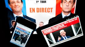 L'institut Harris Interactive donne François Hollande à 28,7% des voix au premier tour de l'élection présidentielle en France, devant Nicolas Sarkozy qui, dans son estimation pour M6, est crédité de 26,9%. La présidente du Front national Marine Le Pen est