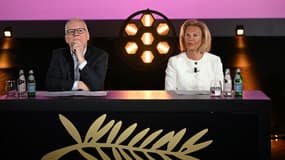 La présidente du festival de Cannes Iris Knobloch et le délégué général Thierry Frémaux, le 10 avril 2025 à Paris.
