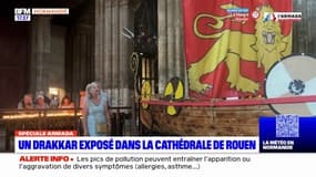 Armada: un drakkar exposé dans la cathédrale de Rouen