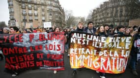 Manifestation contre la loi immigration à Paris, le 21 janvier 2024