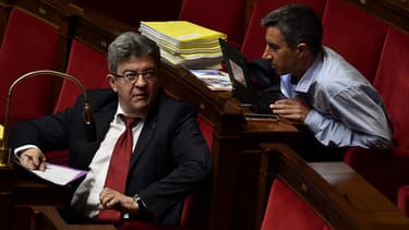 Jean-Luc Mélenchon et François Ruffin sur les bancs de l'Assemblée nationale, le 22 mai 2018