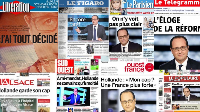 Les Unes de la presse nationale et régionale sont globalement critiques vendredi 7  novembre, au lendemain du face à face de François Hollande, sur TF1, avec les Français