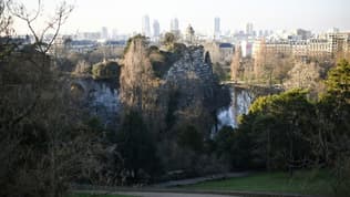 Le parc des Buttes-Chaumont à Paris, le 13 février 2023