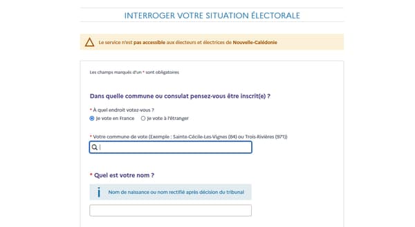 Le formulaire de renseignement du site de l'élection présidentielle.