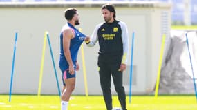 Fabio Grosso et Rayan Cherki à l'entrainement le 18 septembre 2023