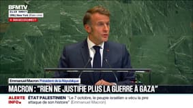 "Une solution existe pour briser le cycle de la guerre et de la destruction, c'est la reconnaissance de l'autre", affirme Emmanuel Macron