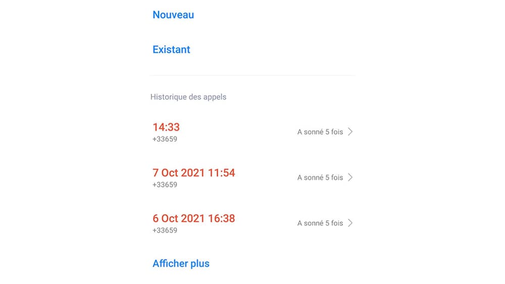 Le blocage d'un numéro par le menu "Téléphone" Le blocage d'un numéro par le menu "Téléphone"