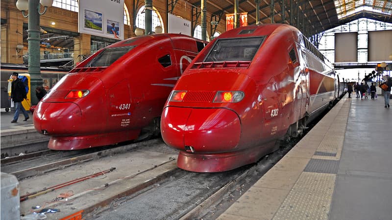 Deux trains à grande vitesse Thalys à la gare du Nord, en 2013 à Paris. (Illustration)