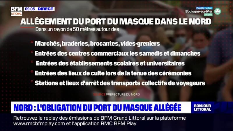 Covid-19: l'obligation du port du masque allégée dans le Nord