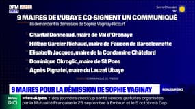 Neuf maires pour la démission de Sophie Vaginay