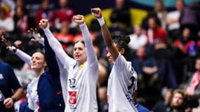 La joie des Bleues, lors de France-Suède, le 15 décembre 2023.