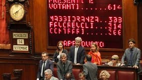 Membres de l'opposition mercredi après l'adoption par la Chambre des députés italienne du plan d'austérité mis au point par le gouvernement de Silvio Berlusconi pour équilibrer le budget d'ici à 2013. Avec ce vote, suivant celui du Sénat le 7 septembre, l