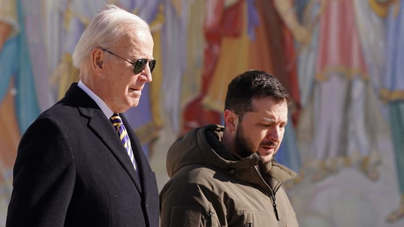 Joe Biden et Volodymyr Zlensky à Kiev, le 20 février 2023