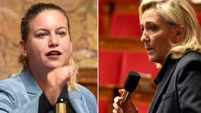 Mathilde Panot et Marine Le Pen à l'Assemblée nationale le 12 octobre 2023.