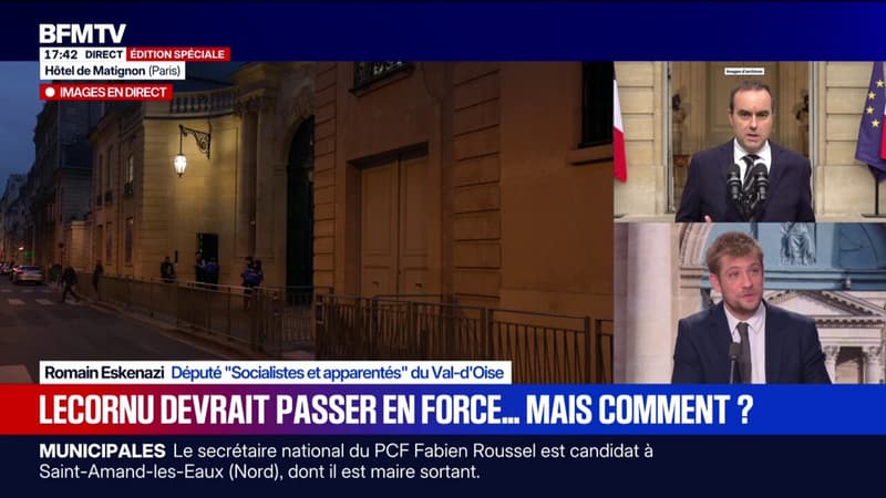 "Si Sébastien Lecornu utilise le 49.3 pour faire adopter un budget, est-ce que sur ce principe de méthode, on dépose une motion de censure ? La réponse est non", explique Romain Eskenazi, député (PS)