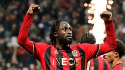 Evann Guessand célèbre un but avec Nice en Ligue 1, le 14 mars 2025