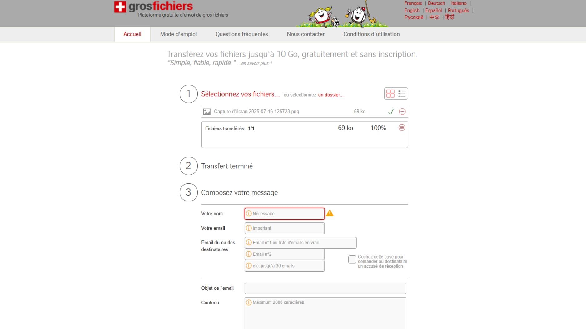 La plateforme de transfert de fichier Grosfichiers La plateforme de transfert de fichier Grosfichiers