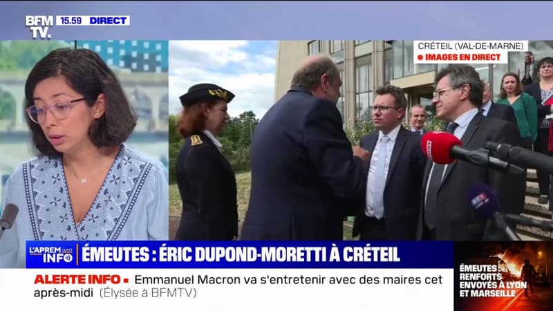 Émeutes: Éric Dupond-Moretti en visite à Créteil