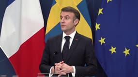 Le président Emmanuel Macron, en visite en Suède, le 30 janvier 2024.