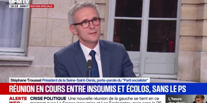 "Je souhaite bon courage [à Mathilde Panot] de censurer un gouvernement dirigé par la gauche et les écologistes", affirme Stéphane Troussel, porte-parole du PS