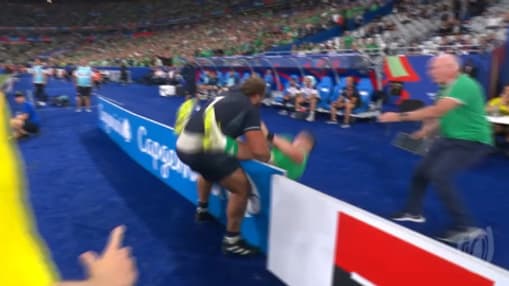 Début de bagarre entre Ecossais et Irlandais, 7 octobre 2023 à la Coupe du monde de rugby