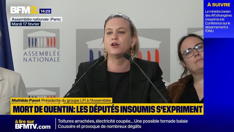 Mort de Quentin: LFI "n'a rien à voir avec ce qui s'est passé à Lyon", souligne Mathilde Panot