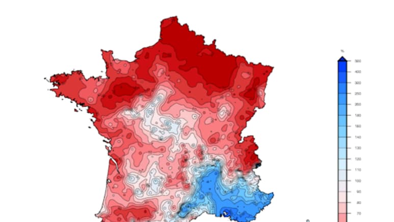Carte des cumuls de précipitation en France au 8 avril 2025 Carte des cumuls de précipitation en France au 8 avril 2025