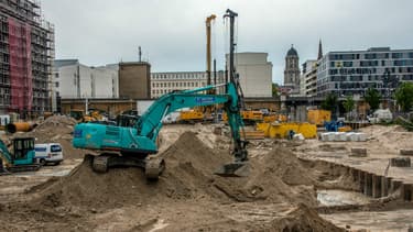 Chantier où a été découverte une bombe de 100 kg datant de la Seconde guerre mondiale à Berlin, le 14 juin 2019