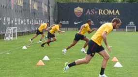 Les joueurs de l'AS Roma à l'entraînement