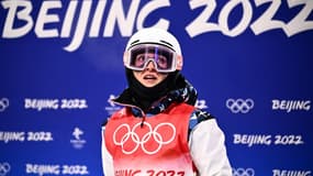 La Française Perrine Laffont, après sa 4e place lors de la finale olympique en ski de bosses aux Jeux de Pékin, le 6 février 2022 à Zhangjiakou