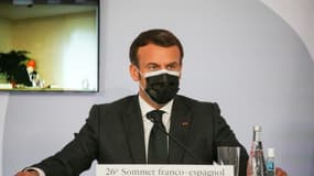 Le président français Emmanuel Macron à Montauban le 15 mars 2021