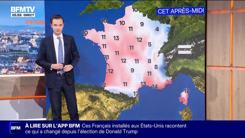 De la pluie dans l'ouest du pays et quelques nuages sur le reste de la France, avec des températures comprises entre 3°C et 16°C... La météo de ce lundi 19 janvier