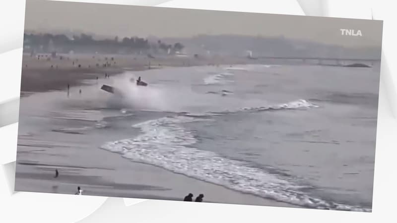 Les images de l'avion en train de s'écraser sur la plage de Santa Monica.
