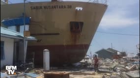 Indonésie: les images de ces bateaux échoués montrent la violence du tsunami