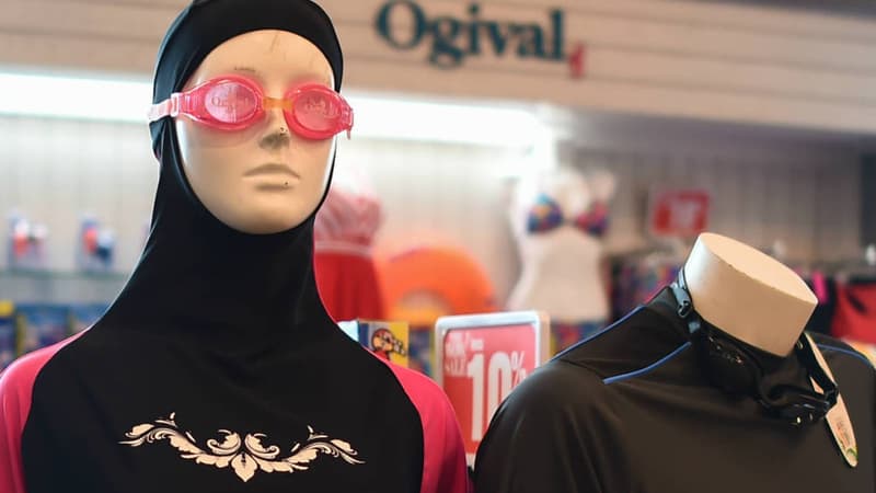 Un modèle de burkini sur un mannequin en août 2016.