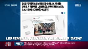 Des Femen manifestent à l'intérieur du Musée D'Orsay qui avait refusé l'entrée à une femme à cause de son décolleté