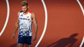 Kevin Mayer sur la piste d'Eugene pour son décathlon, le 23 juillet 2022