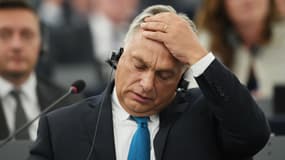 Le Premier ministre hongrois Viktor Orban durant le débat avant le vote de l'article 7 au Parlement européen, le 11 septembre 2018 à Strasbourg.