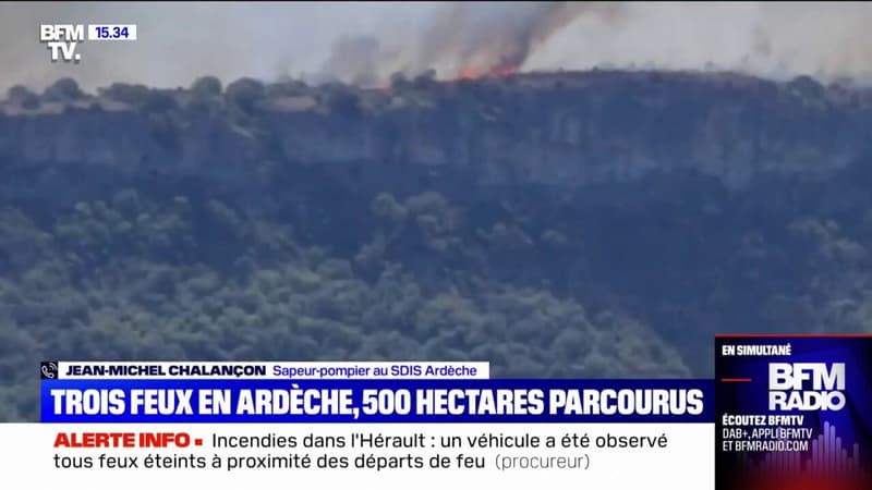 Incendies en Ardèche: deux feux maîtrisés, le troisième commence à toucher d'autres communes