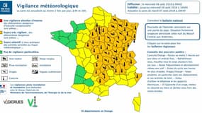 Les départements touchés par la vigilance orange pour cause de canicule et d'orages