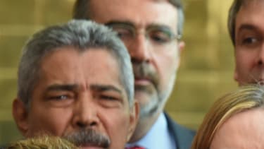 Dilma Rousseff réagit à l'annonce de sa destitution, le 31 août 2016, à Brasilia.