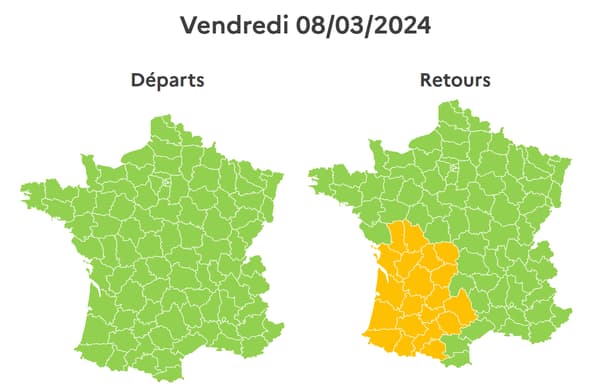 Les prévisions de circulation du vendredi 8 mars 2024 par Bison Futé.