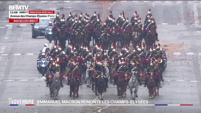 11-Novembre: Emmanuel Macron remonte les Champs-Élyséss