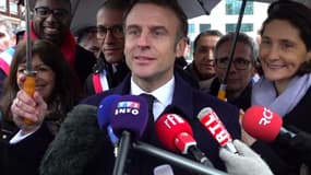 Emmanuel Macron après sa visite au village olympique, 29 février 2024