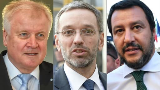 Les ministres de l'Intérieur allemand Horst Seehofer, autrichien Herbert Kickl et italien Matteo Salvini. Les ministres de l'Intérieur allemand Horst Seehofer, autrichien Herbert Kickl et italien Matteo Salvini.