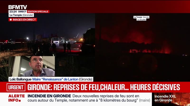 Incendie en Gironde: "Il y a toujours un peu d'appréhension", explique le maire de Lanton Loïc Ballongue