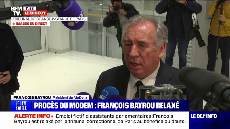 François Bayrou, relaxé dans l'affaire des assistants d'eurodéputés du MoDem: 